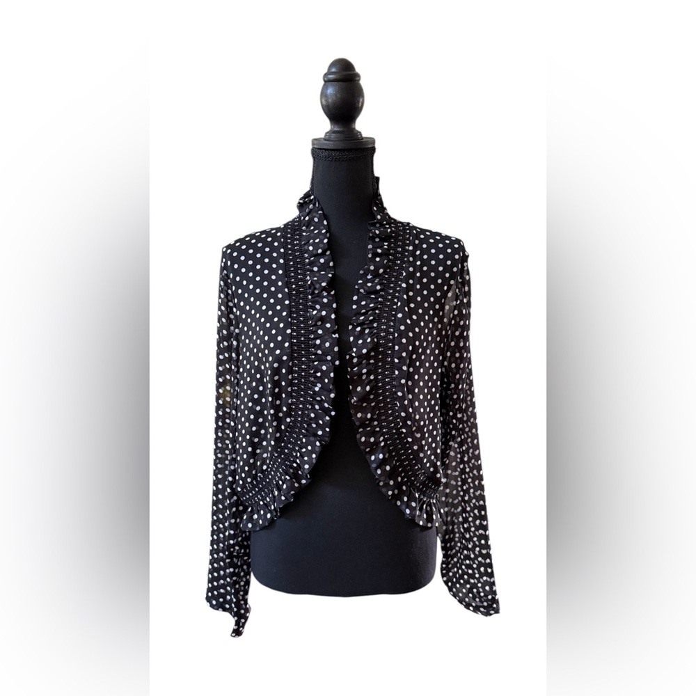 The Pyramid Collection: 1920’s Black and White Polka Dot Sheer Cardigan